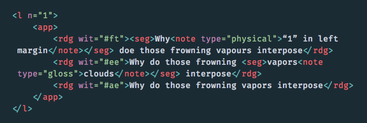 XML markup fragment illustrating parallel segmentation technique.